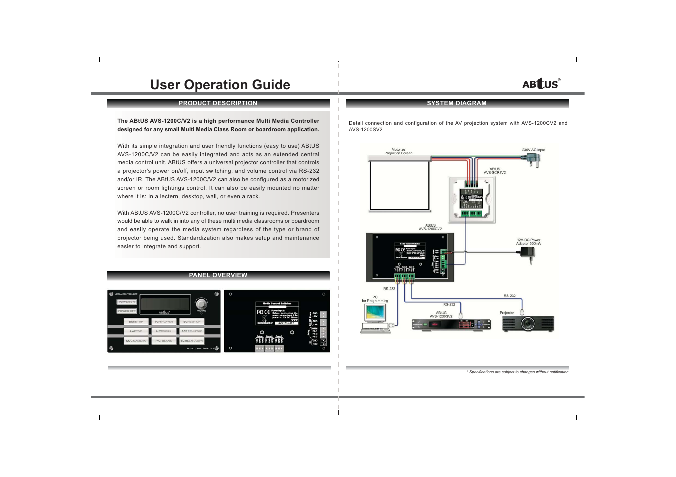 User operation guide | ABtUS AVS-1200CV2 User Manual | Page 2 / 8