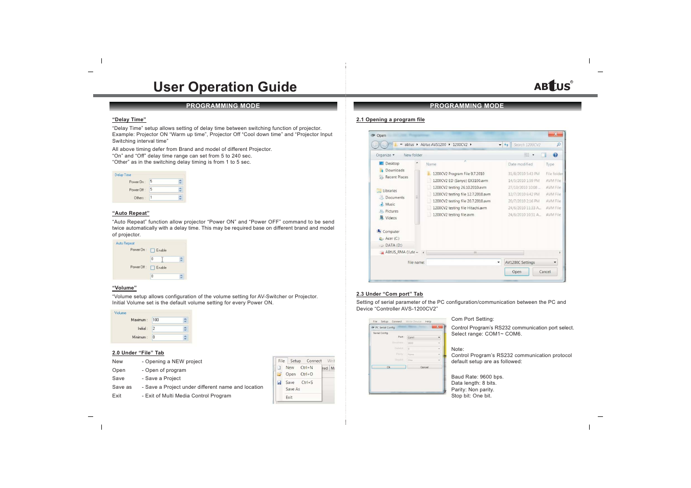 User operation guide | ABtUS AVS-1200CV2 User Manual | Page 7 / 8