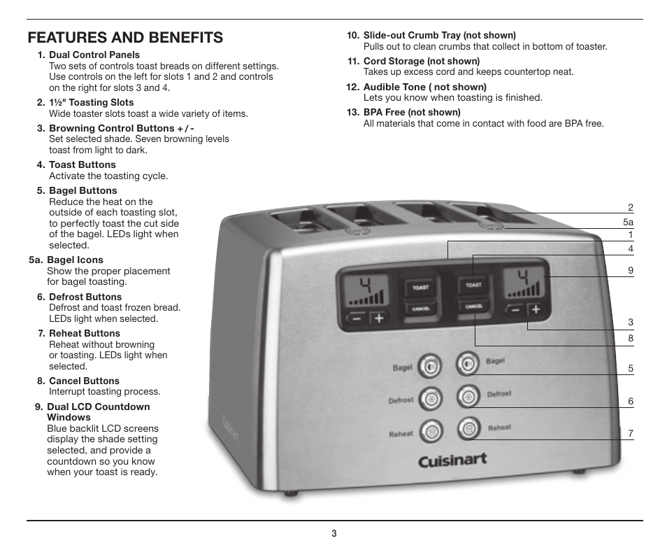 Features and benefits | Cuisinart CPT-440 User Manual | Page 3 / 9