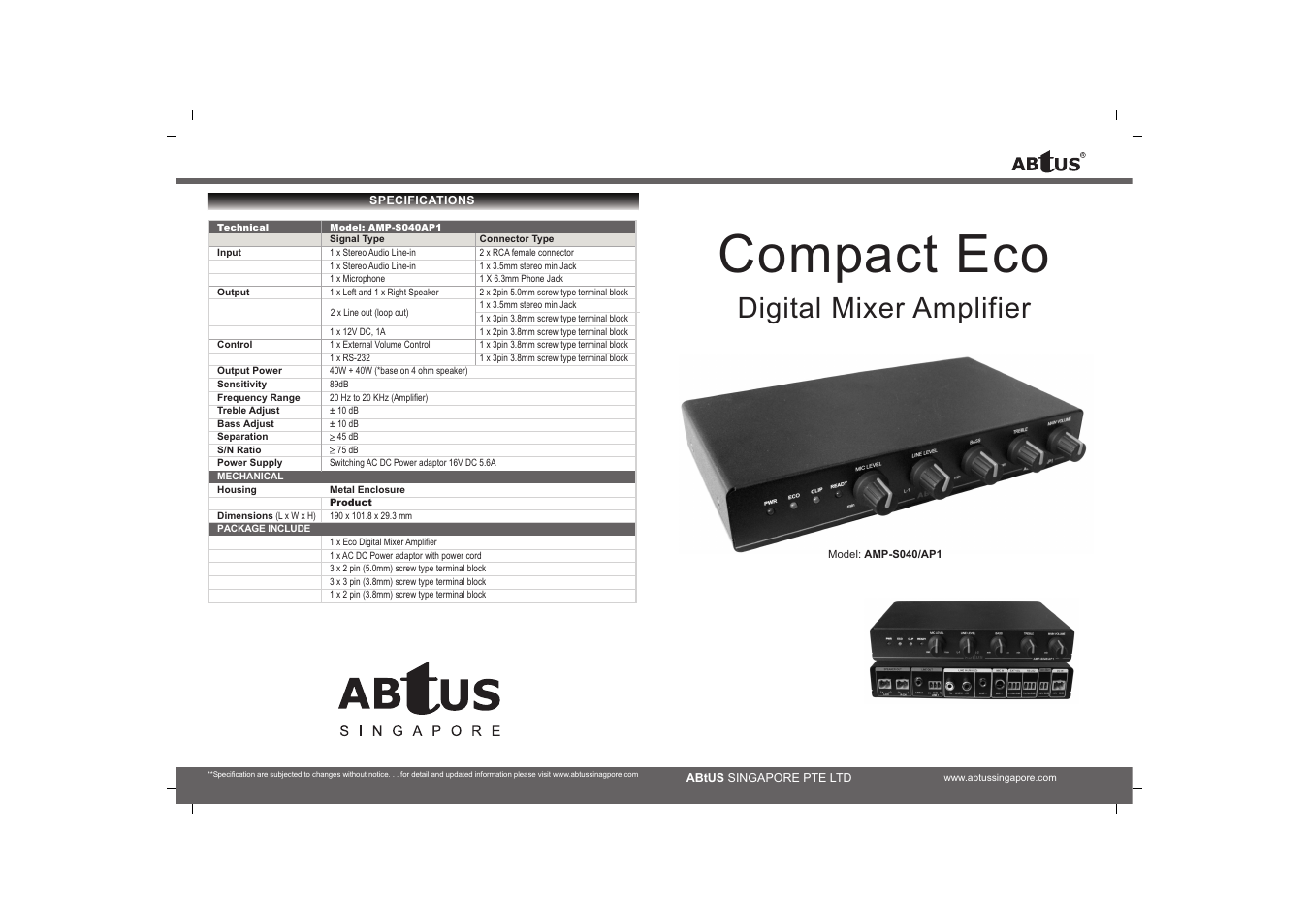 ABtUS AMP-S040/AP1 User Manual | 4 pages