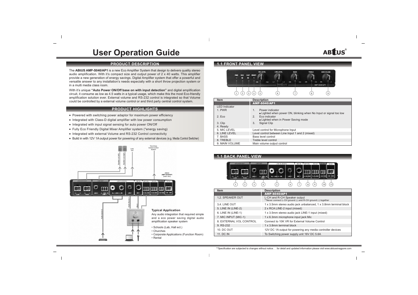 User operation guide | ABtUS AMP-S040/AP1 User Manual | Page 2 / 4