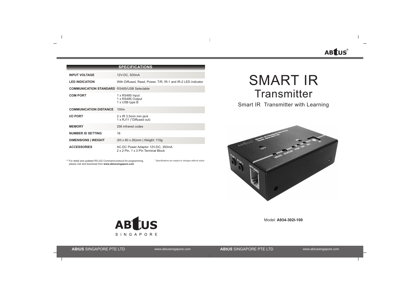 ABtUS A934-332I-100 User Manual | 2 pages