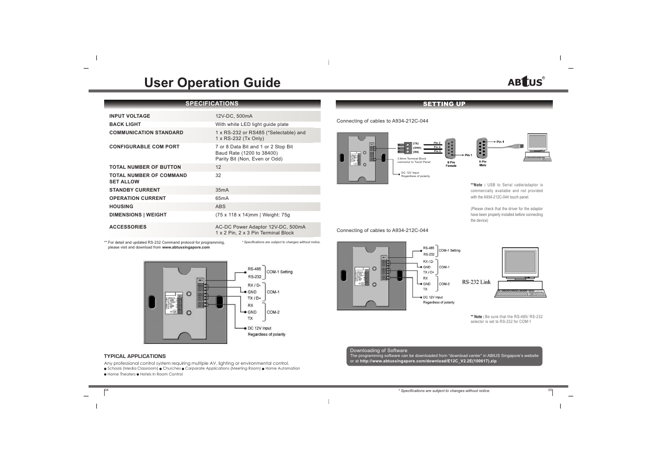 User operation guide | ABtUS A934-212C-044 User Manual | Page 3 / 9