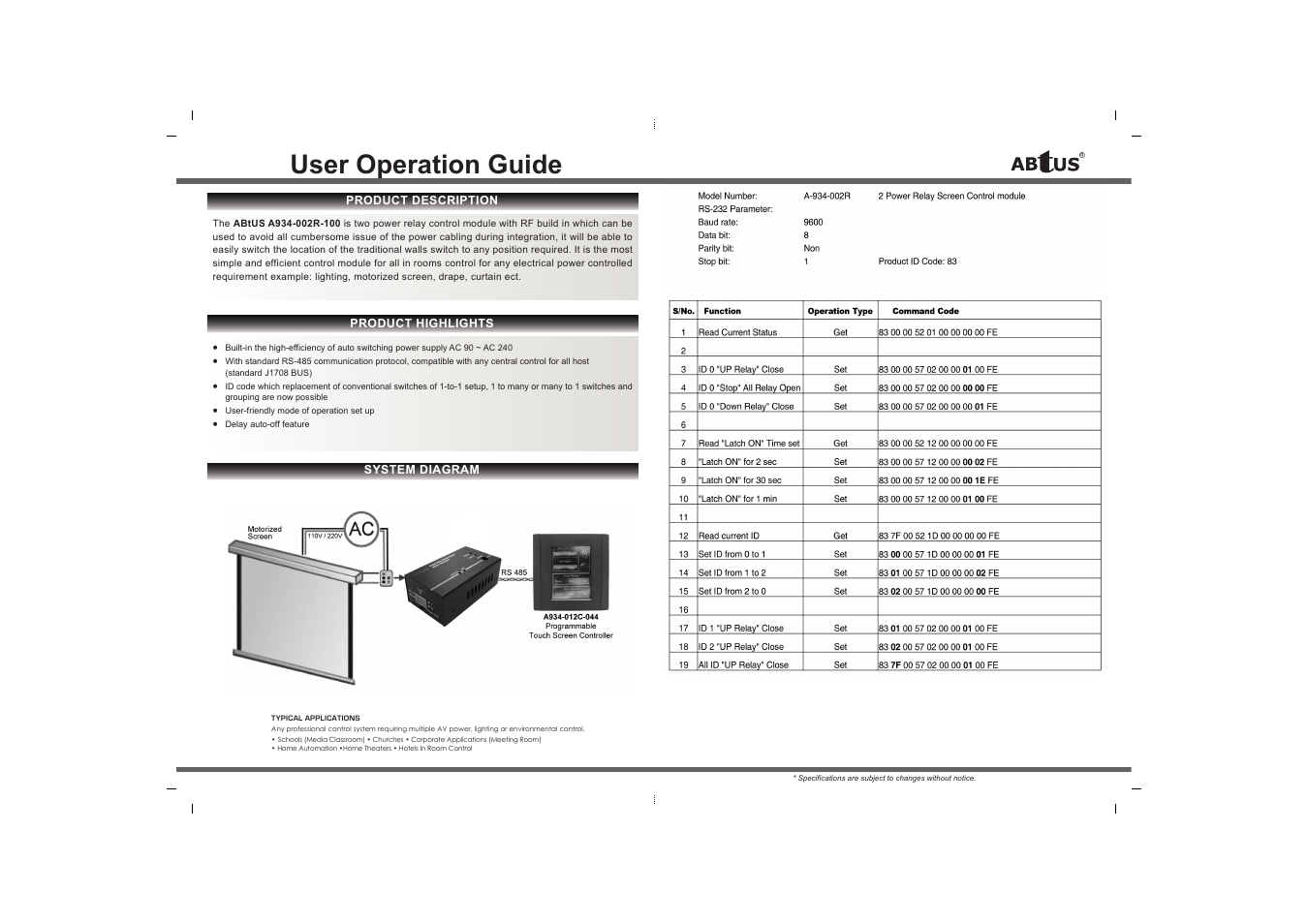 User operation guide | ABtUS A934-002R-100 User Manual | Page 2 / 2