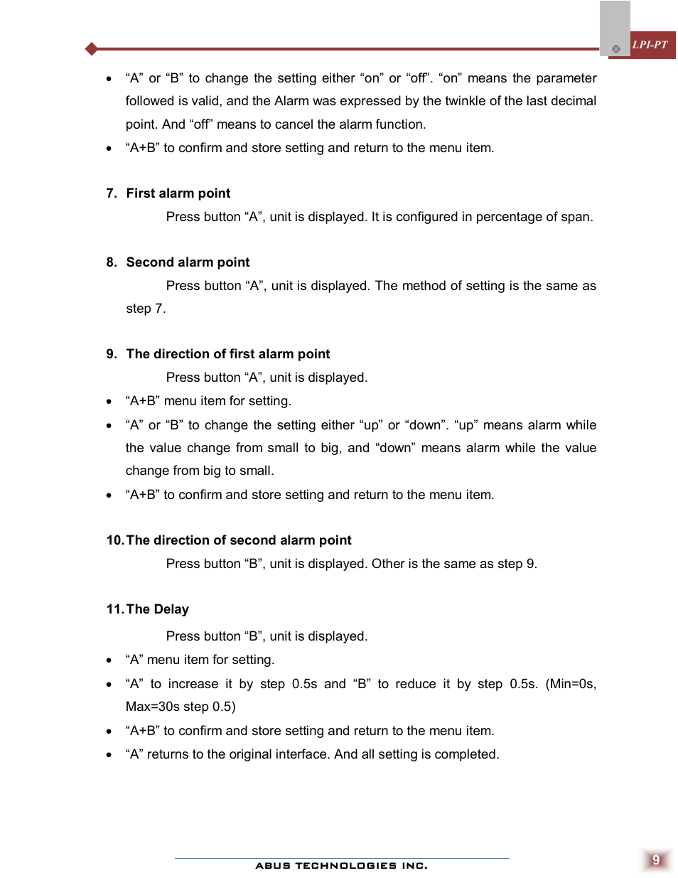 ABUS Technologies LPI-PT Loop Powered Indicator User Manual | Page 9 / 10