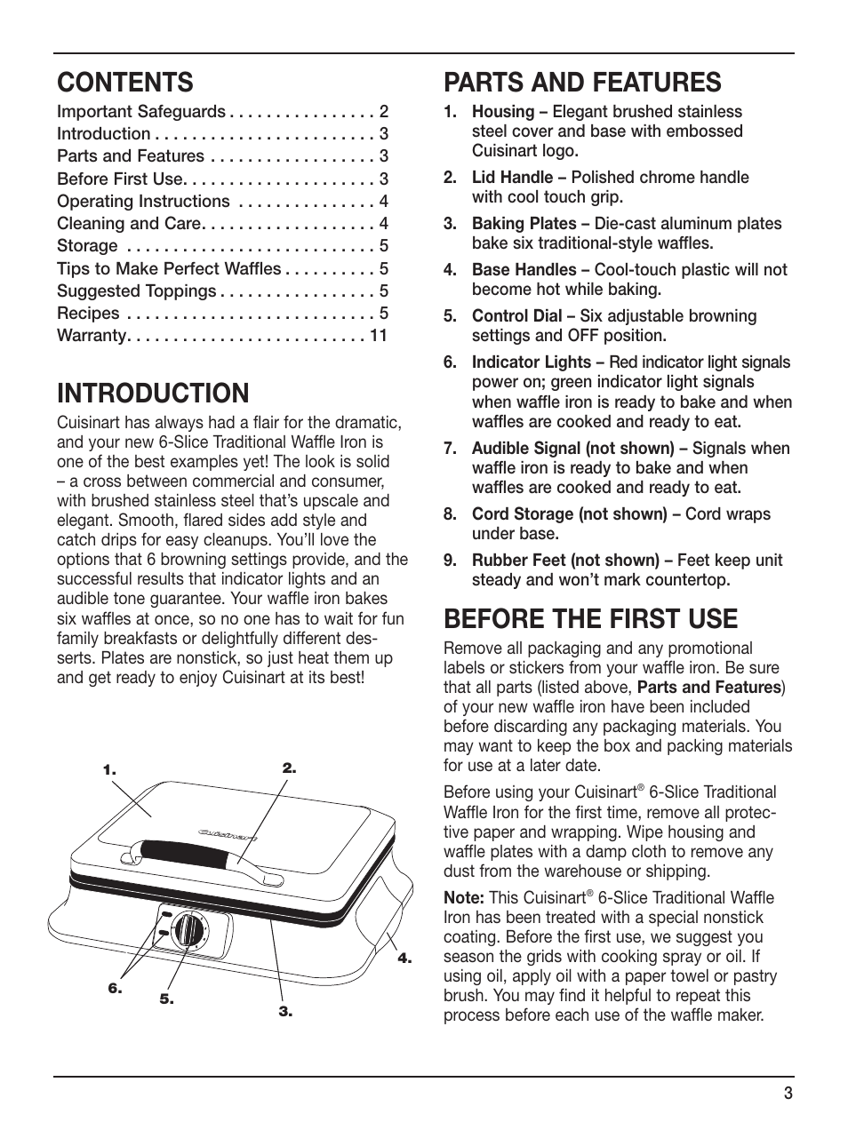 Cuisinart WAF-6 User Manual | Page 3 / 13