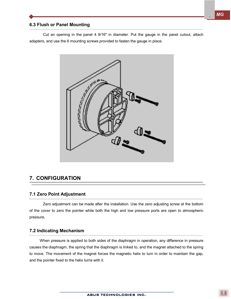 Configuration | ABUS Technologies MG Low Differential Pressure Gauge User Manual | Page 8 / 9