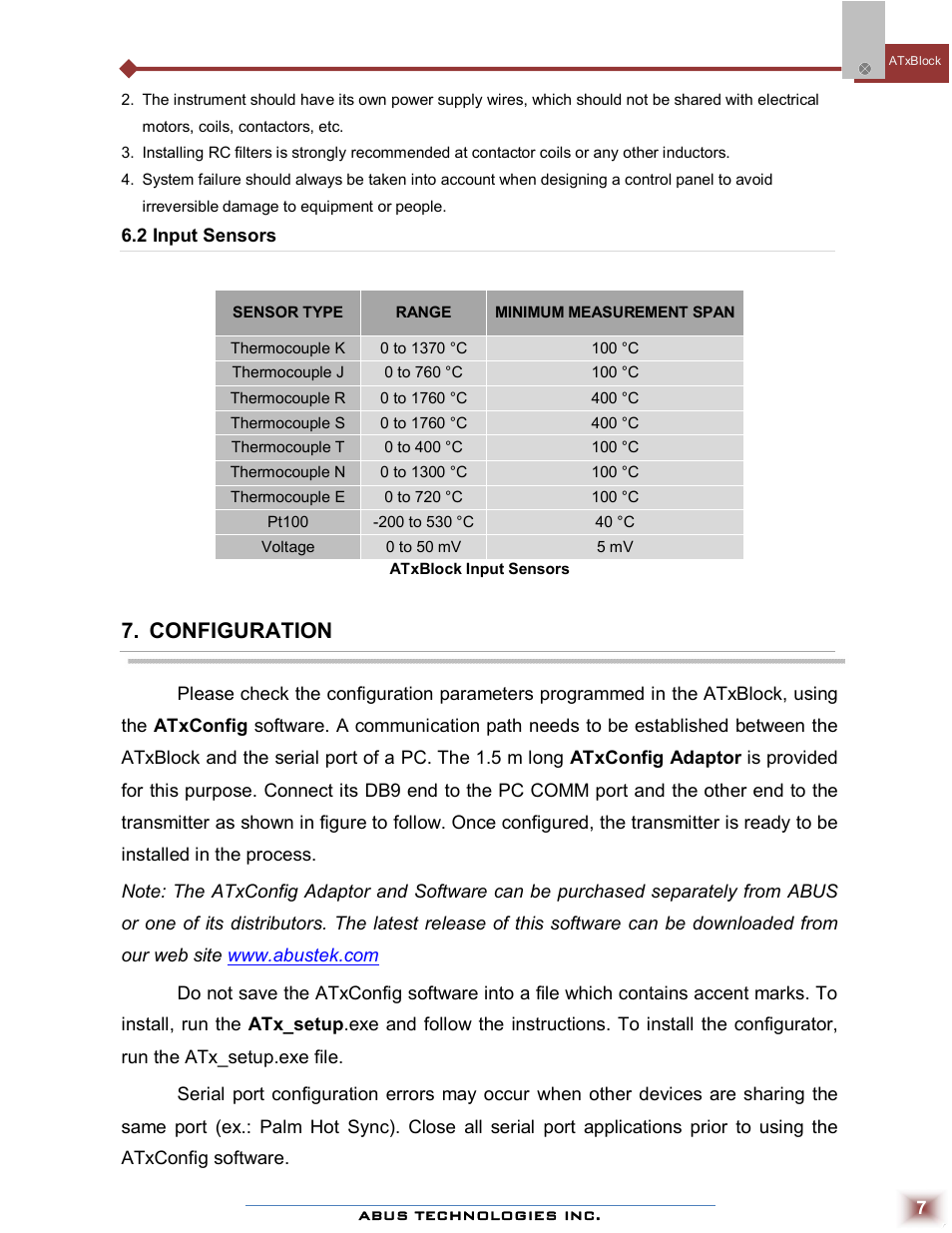 Configuration | ABUS Technologies ATxBlock Temperature Transmitter User Manual | Page 7 / 11