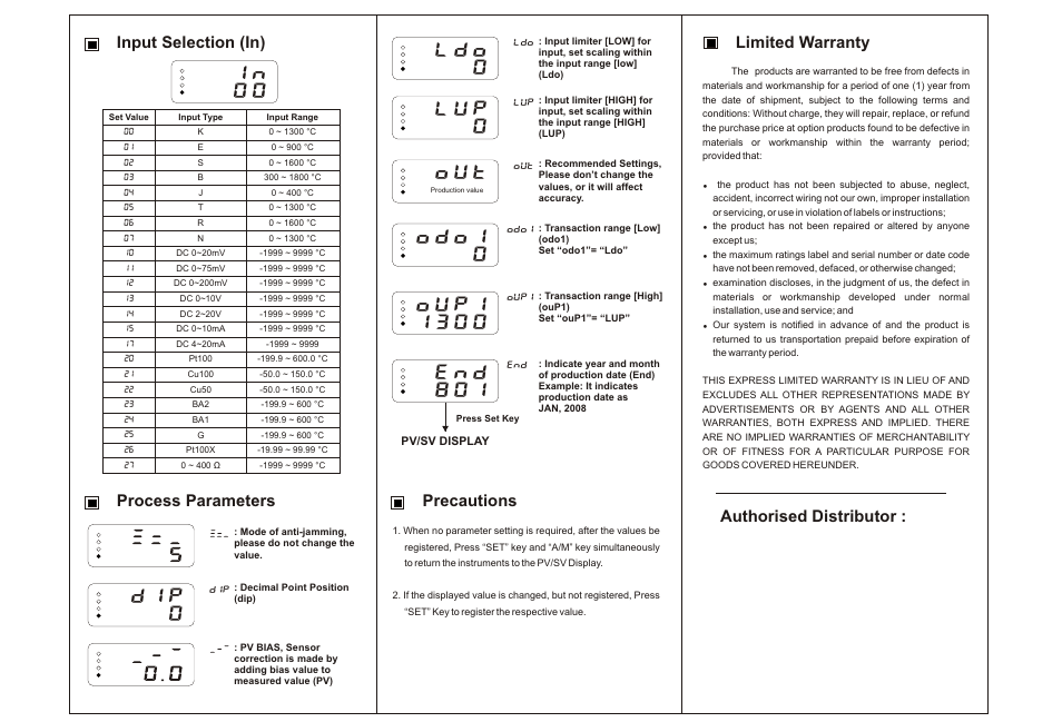 I n 0 0 d i p 0, Authorised distributor, Limited warranty | ABUS Technologies USI-C Universal Smart Isolator Hand-Held Configurator User Manual | Page 2 / 2