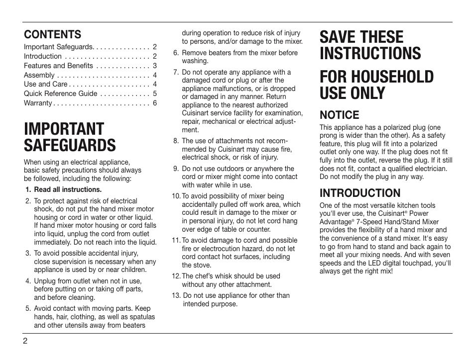 Cuisinart HSM-70 User Manual | Page 2 / 7