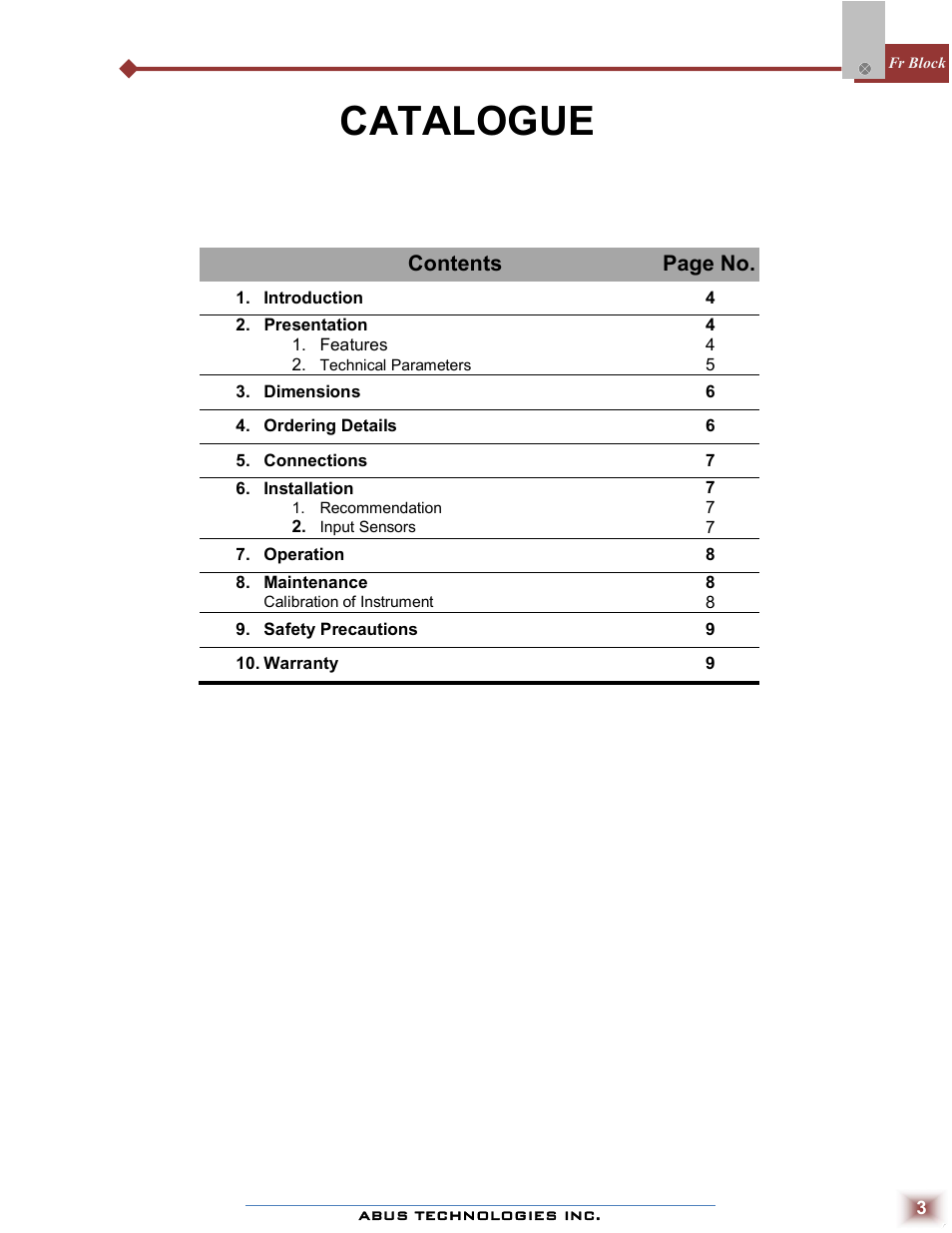 Catalogue | ABUS Technologies Fr Block Temperature Transmitter User Manual | Page 3 / 9