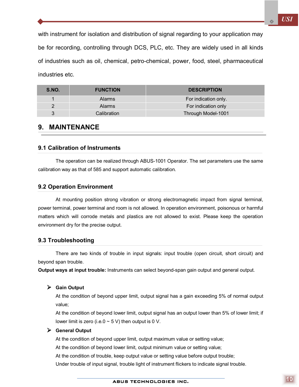 Maintenance | ABUS Technologies USI Universal Smart Isolator User Manual | Page 10 / 11