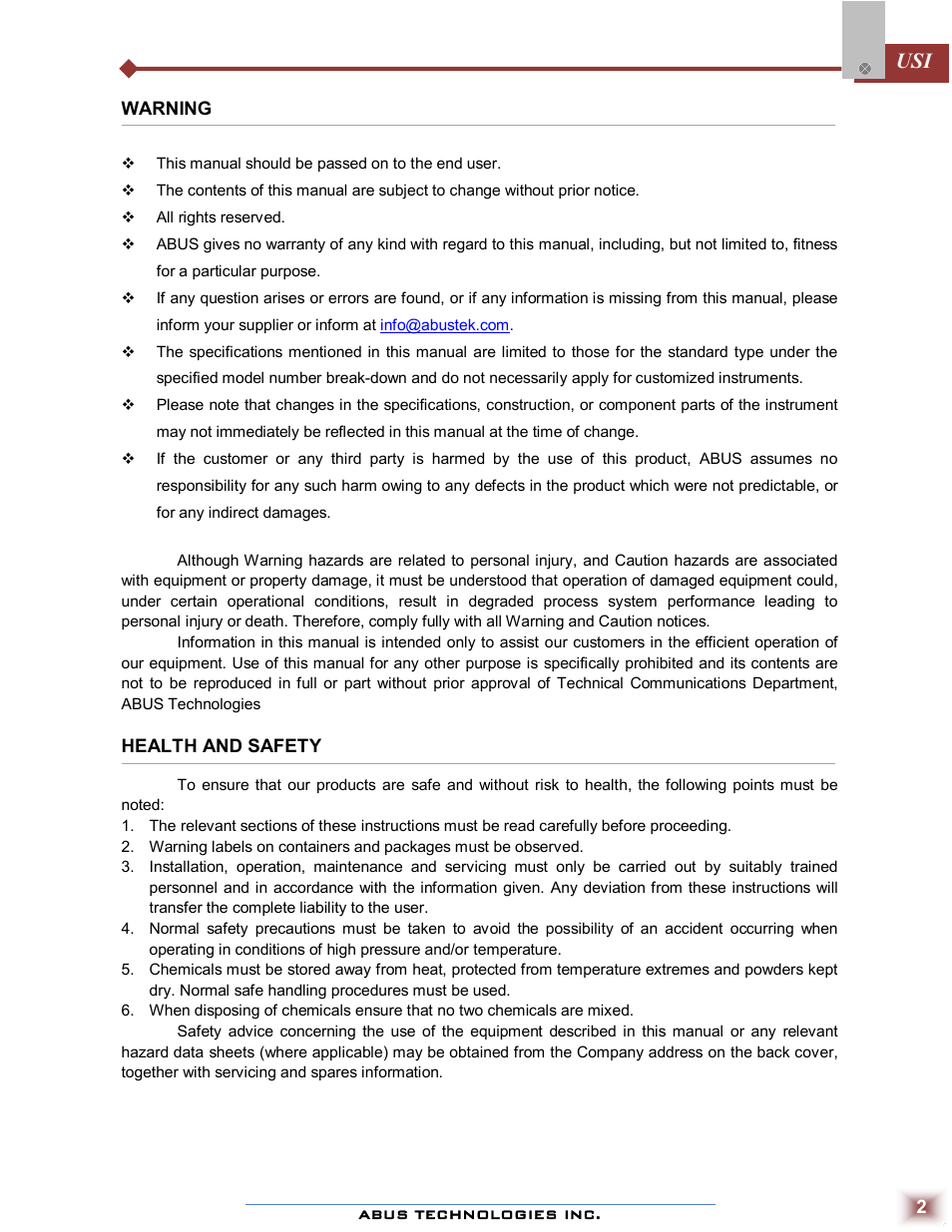 ABUS Technologies USI Universal Smart Isolator User Manual | Page 2 / 11