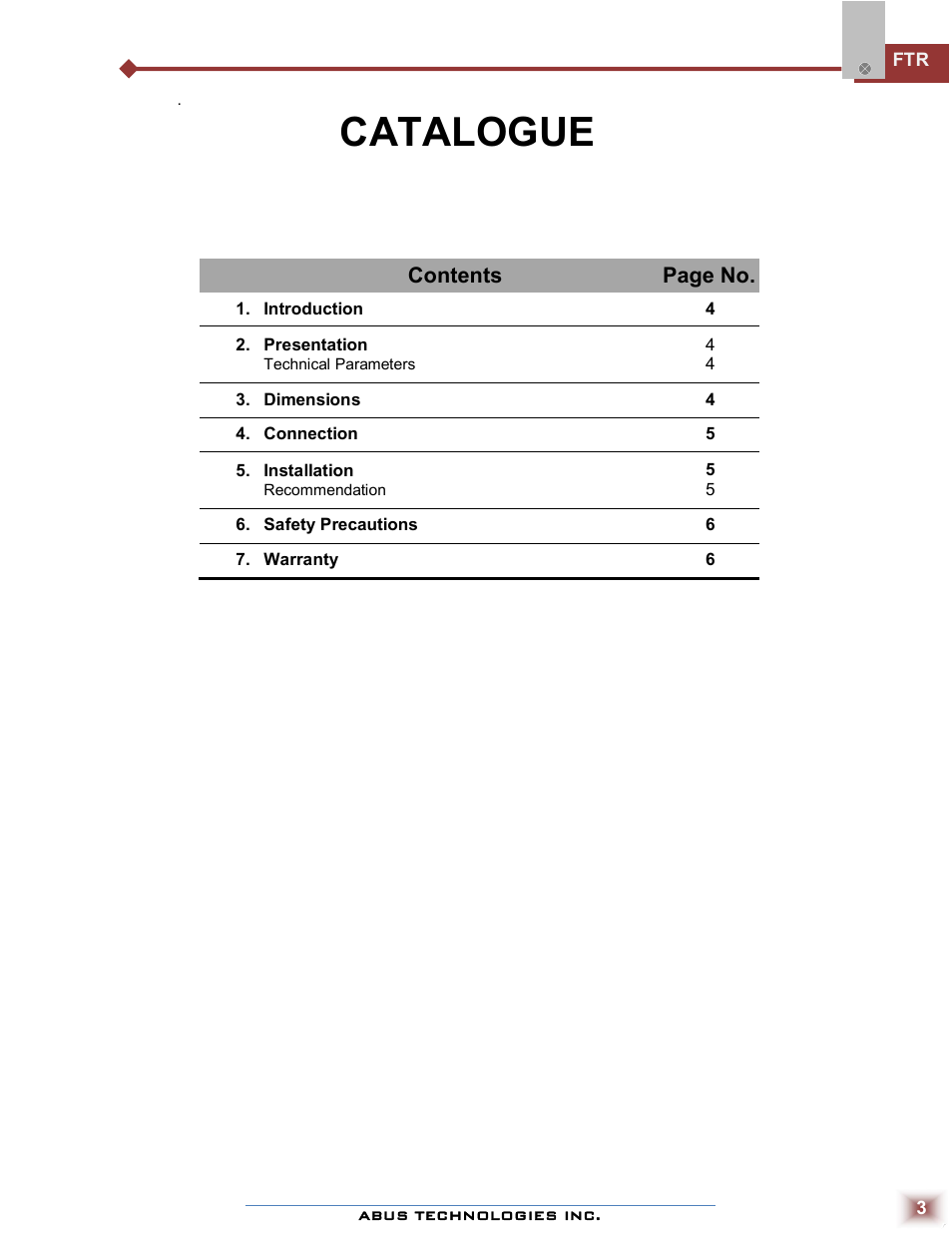 Catalogue | ABUS Technologies FTR Power Supply User Manual | Page 3 / 6