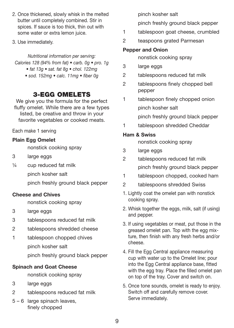 Egg omelets | Cuisinart Egg Central CEC-10 User Manual | Page 10 / 17