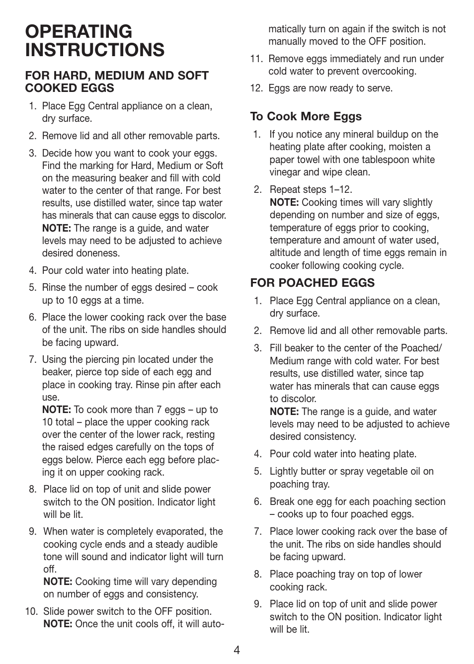 Operating instructions | Cuisinart Egg Central CEC-10 User Manual | Page 5 / 17