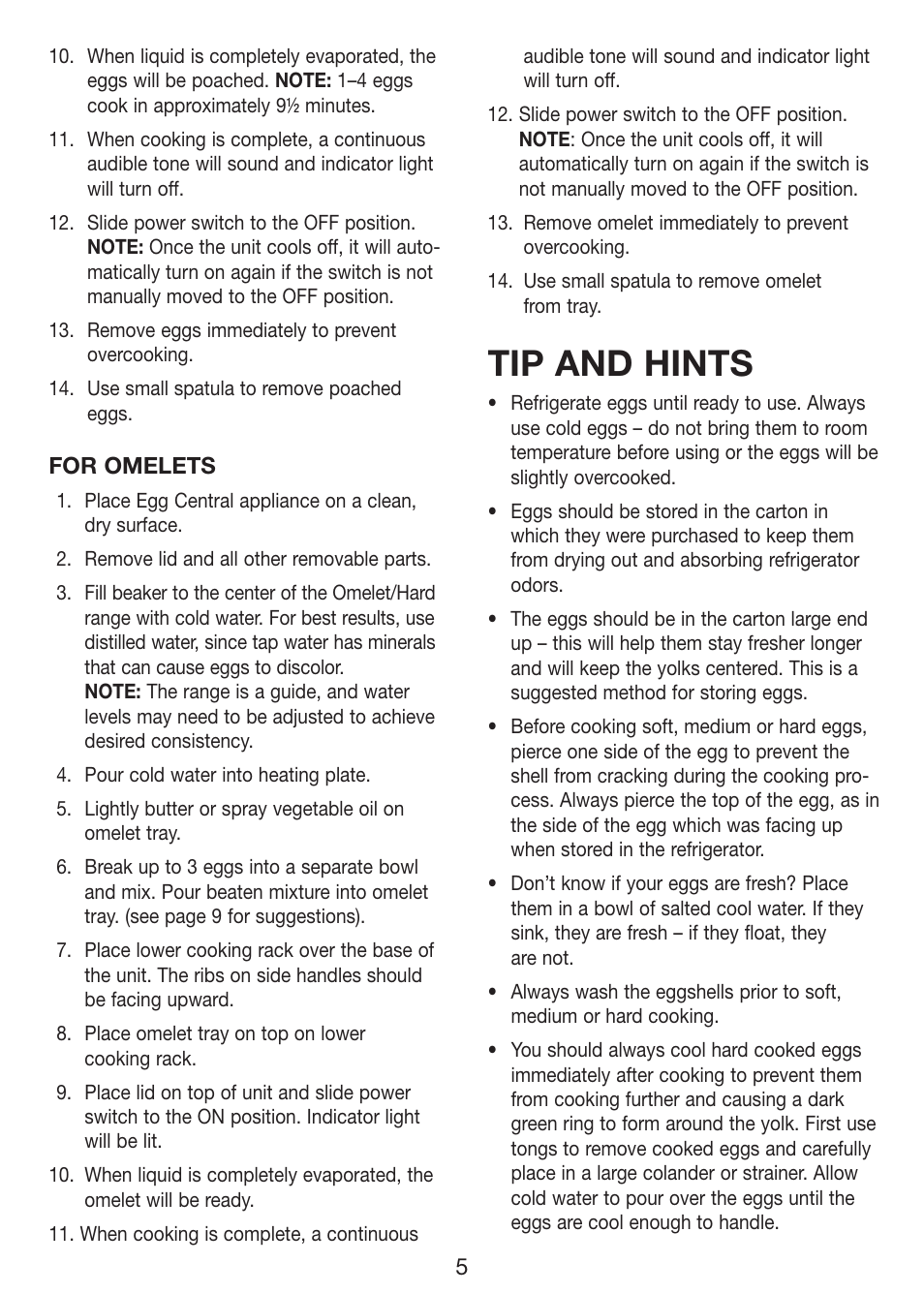 Tip and hints | Cuisinart Egg Central CEC-10 User Manual | Page 6 / 17
