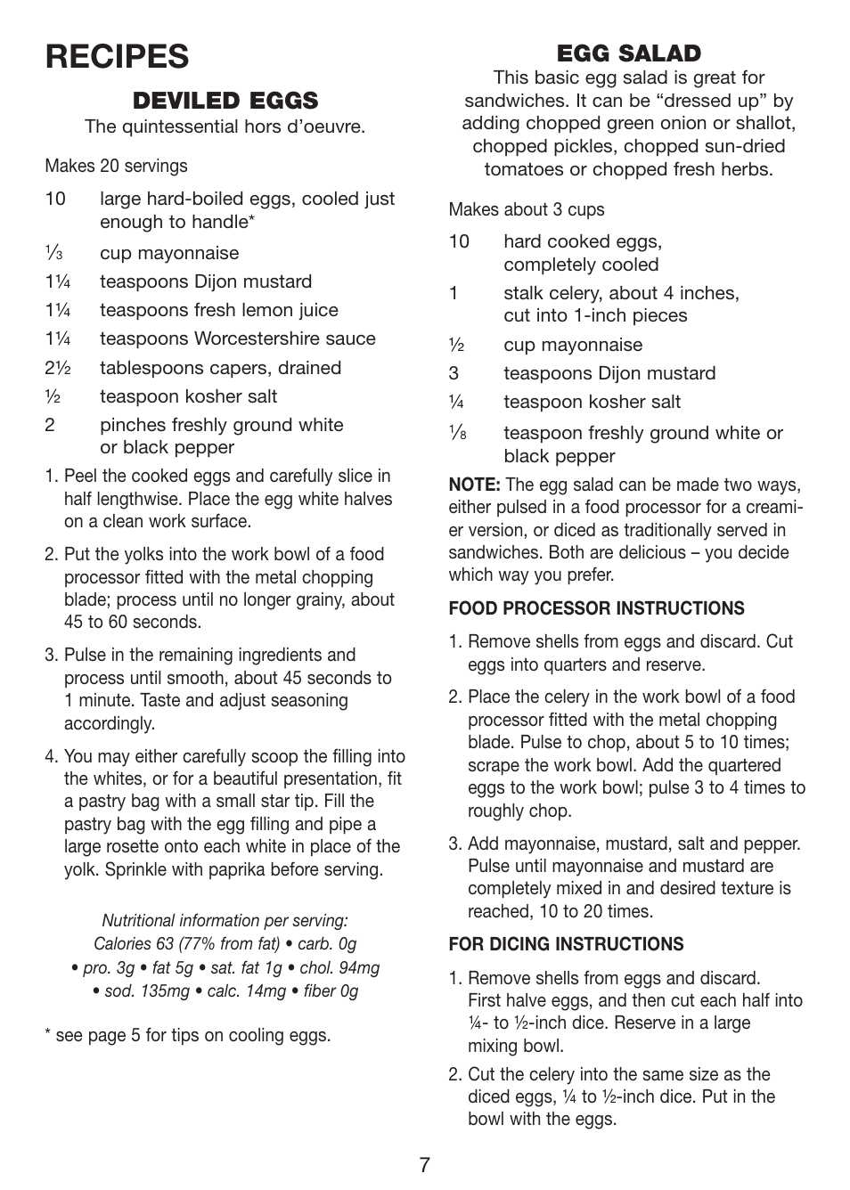 Recipes, Deviled eggs, Egg salad | Cuisinart Egg Central CEC-10 User Manual | Page 8 / 17