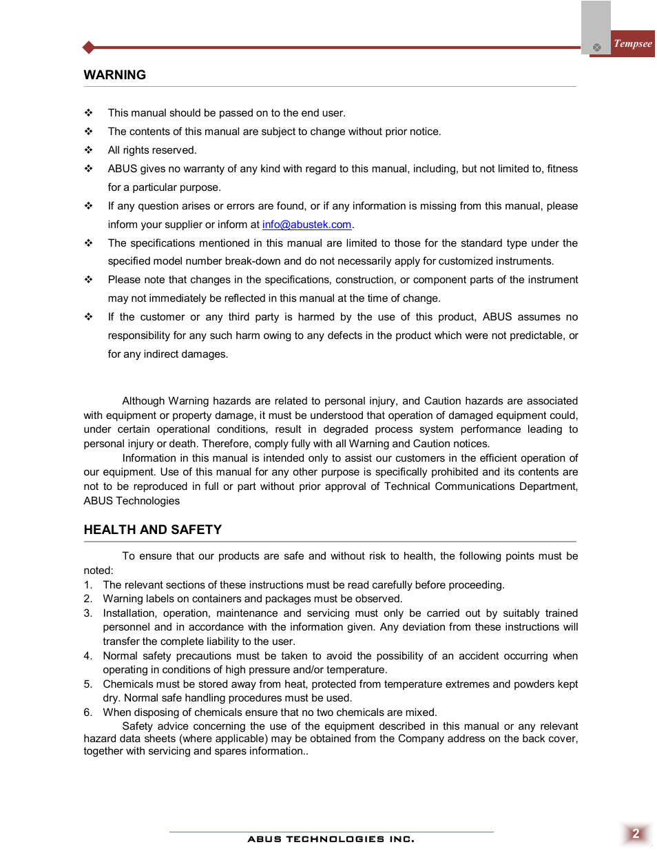ABUS Technologies Tempsee Infra Red Thermometer User Manual | Page 2 / 8