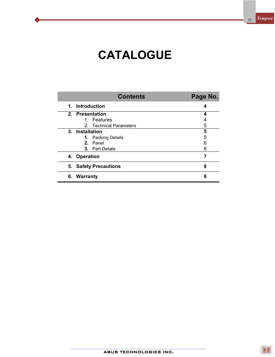 Catalogue | ABUS Technologies Tempsee Infra Red Thermometer User Manual | Page 3 / 8