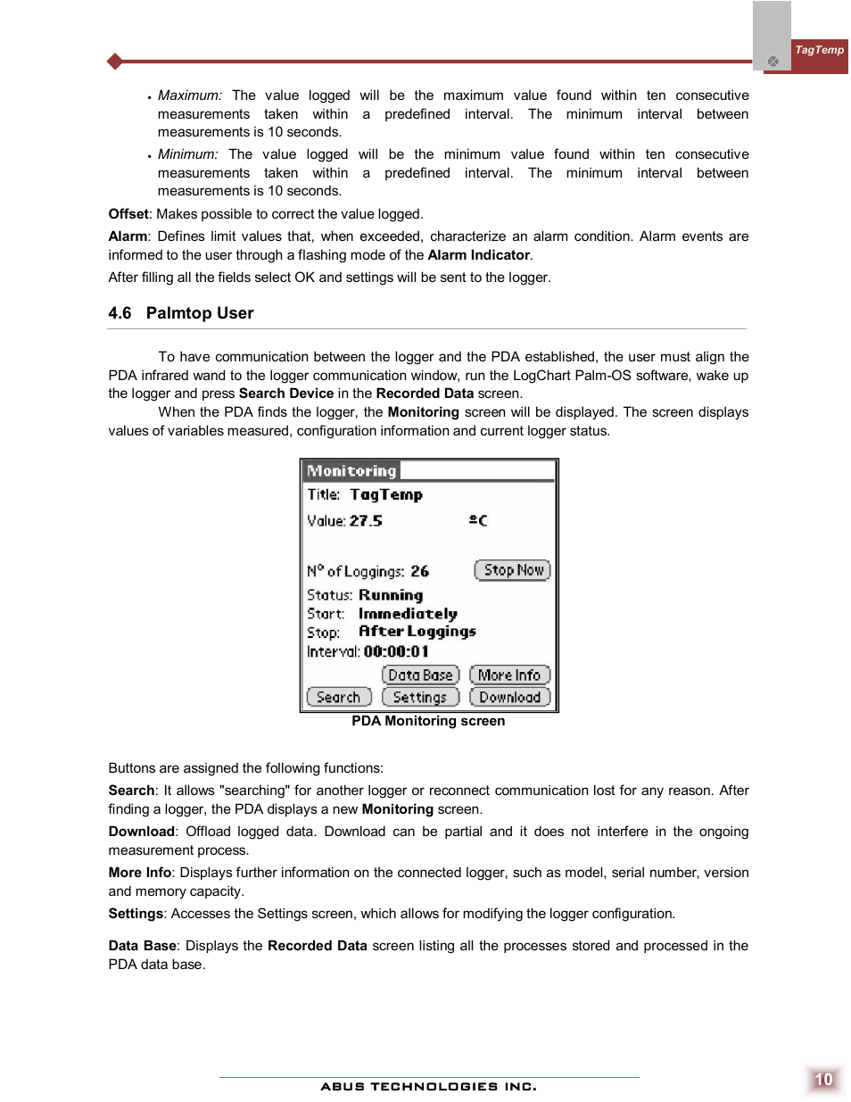 ABUS Technologies TAGTEMP Data Logger User Manual | Page 10 / 17