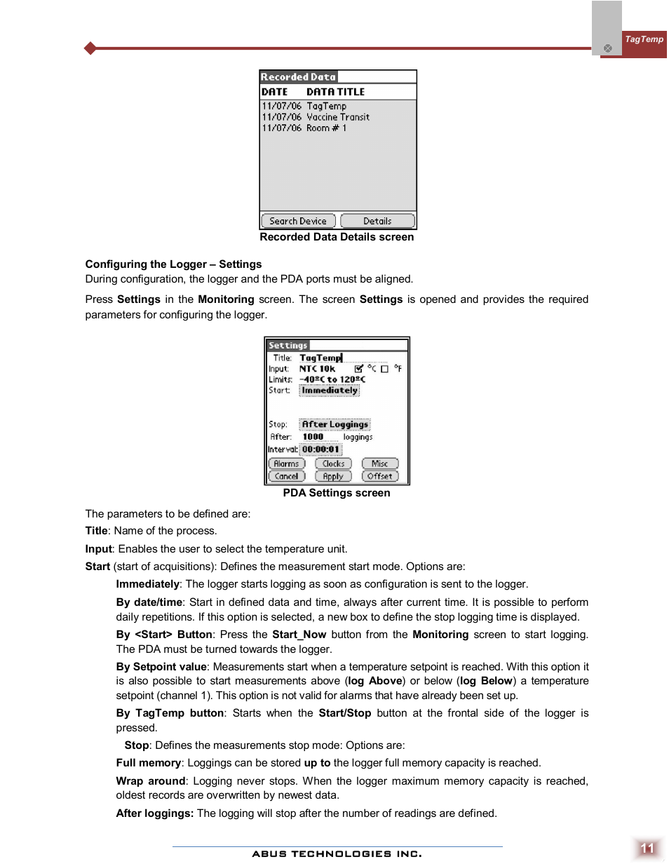 ABUS Technologies TAGTEMP Data Logger User Manual | Page 11 / 17
