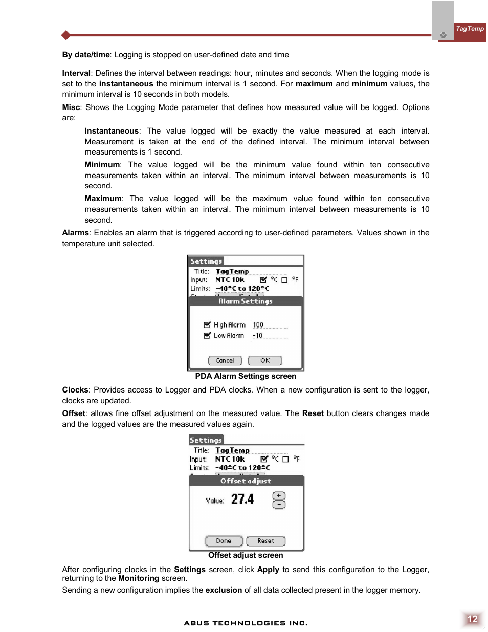 ABUS Technologies TAGTEMP Data Logger User Manual | Page 12 / 17