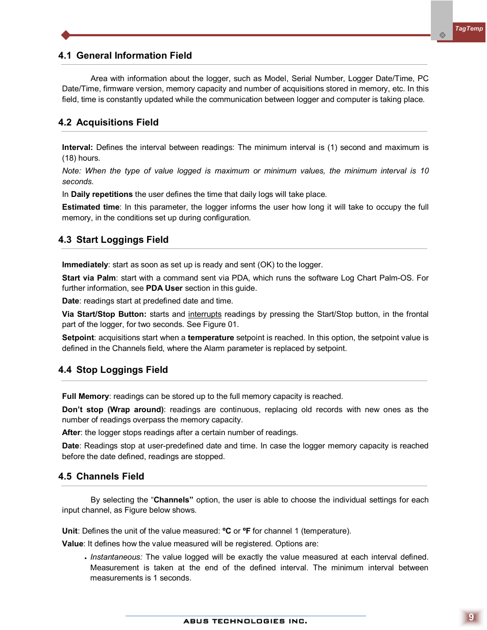 ABUS Technologies TAGTEMP Data Logger User Manual | Page 9 / 17