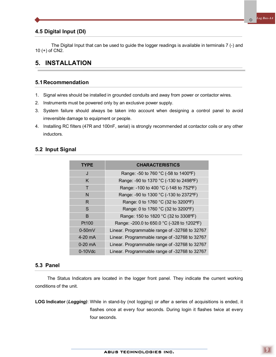 Installation | ABUS Technologies Log Box-AA Data Logger User Manual | Page 9 / 23