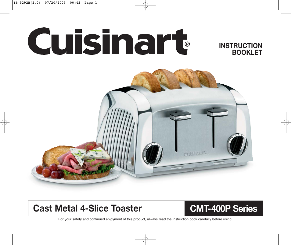 Cuisinart CMT-400P Series User Manual | 9 pages