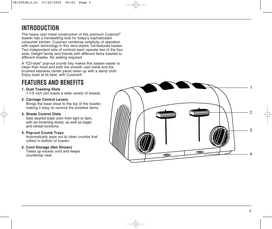 Introduction, Features and benefits | Cuisinart CMT-400P Series User Manual | Page 3 / 9