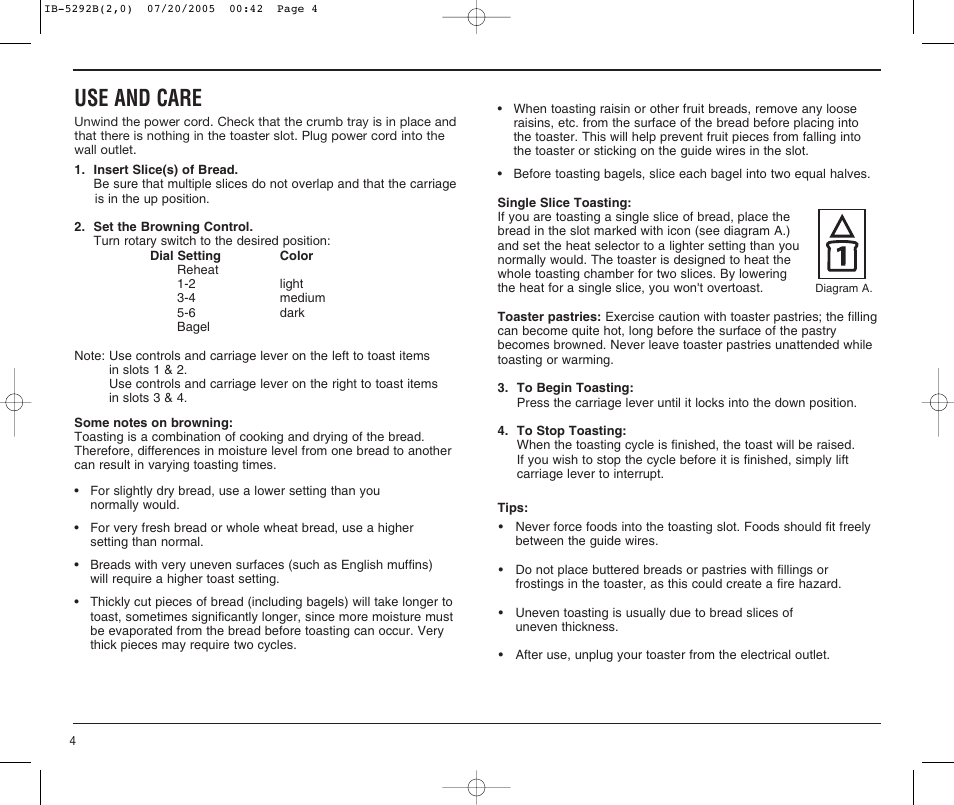 Use and care | Cuisinart CMT-400P Series User Manual | Page 4 / 9