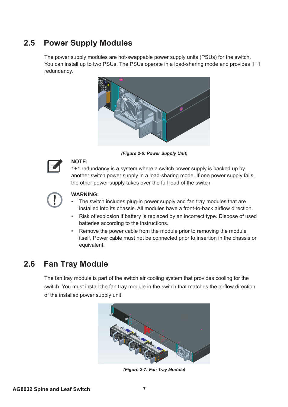 5 power supply modules, 6 fan tray module, 5 power supply modules 2.6 fan tray module | Agema AG8032 User Manual | Page 10 / 20