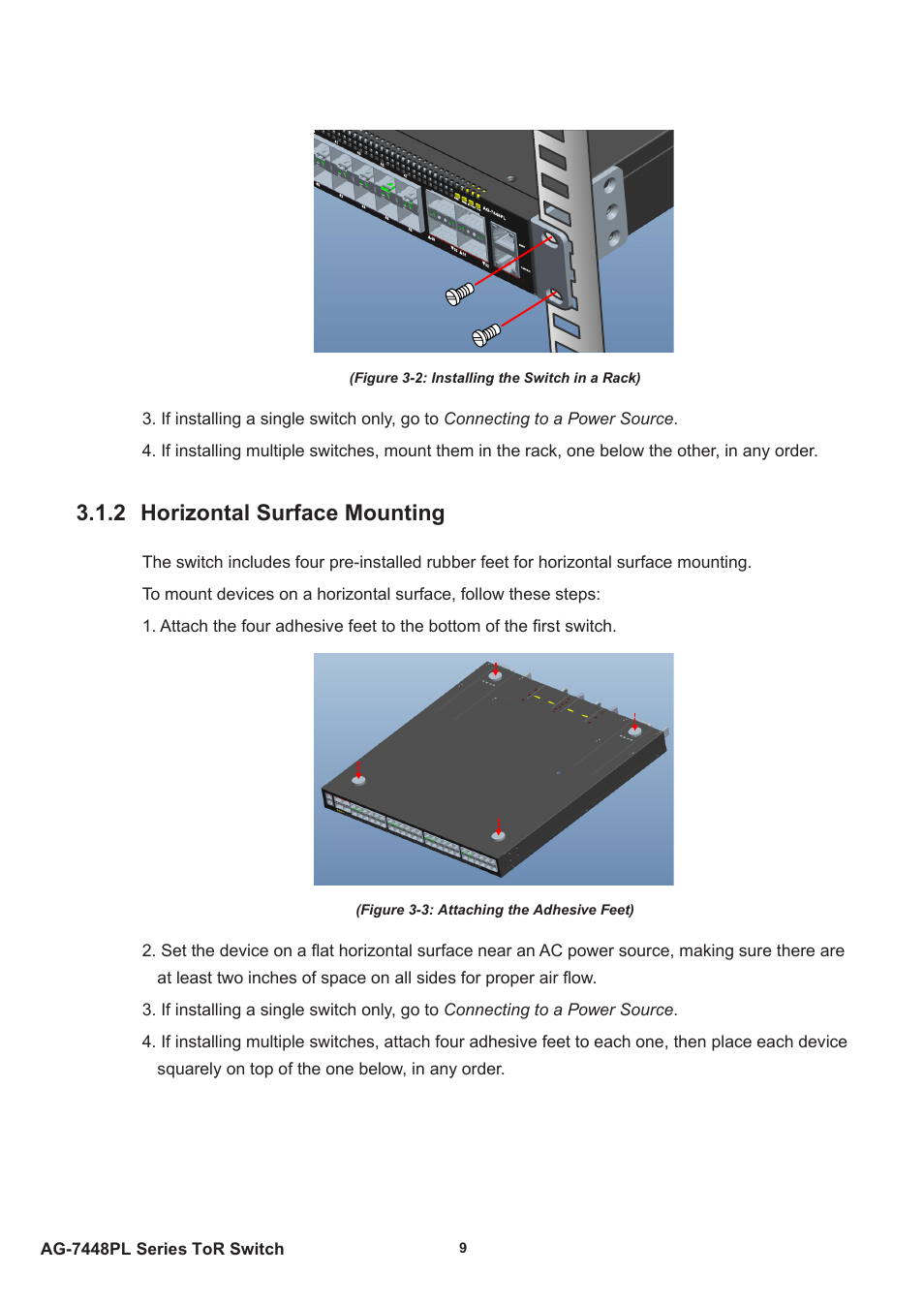 2 horizontal surface mounting | Agema AG7448 User Manual | Page 12 / 20