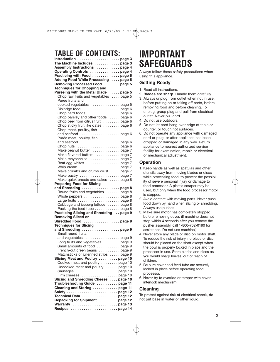 Cuisinart DLC-5 User Manual | Page 3 / 28