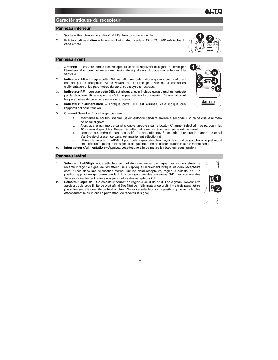 Caractéristiques du récepteur | Alto Professional Stealth Wireless Expander Pack User Manual | Page 17 / 40