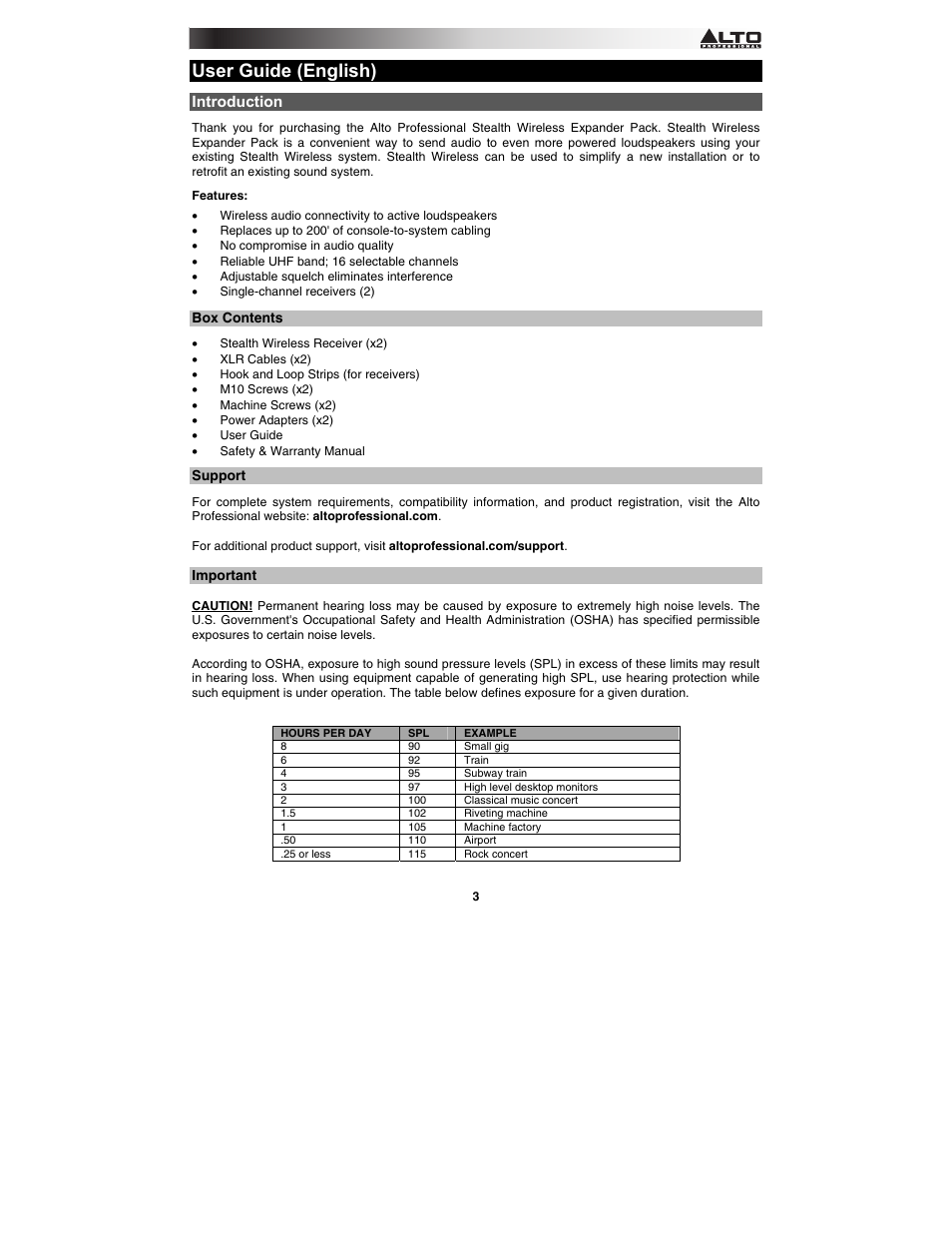 User guide (english), Introduction | Alto Professional Stealth Wireless Expander Pack User Manual | Page 3 / 40