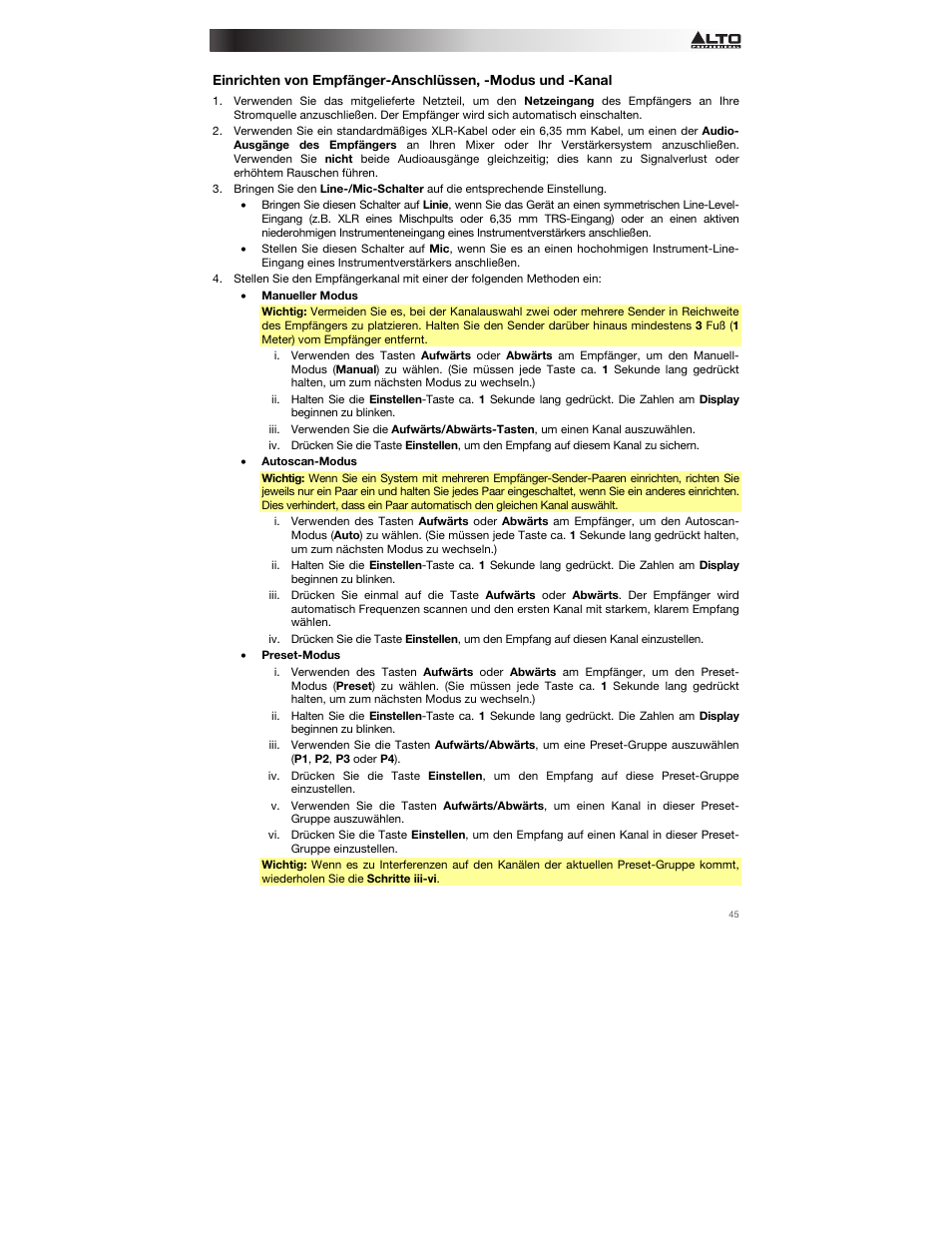 Alto Professional Radius 200 User Manual | Page 45 / 60