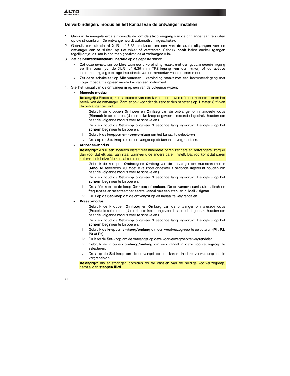 Alto Professional Radius 200 User Manual | Page 54 / 60