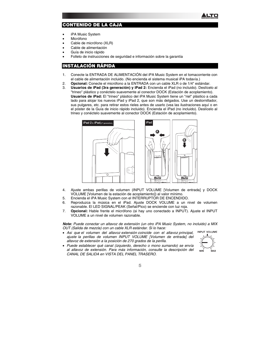 Alto Professional iPA Music System User Manual | Page 5 / 20