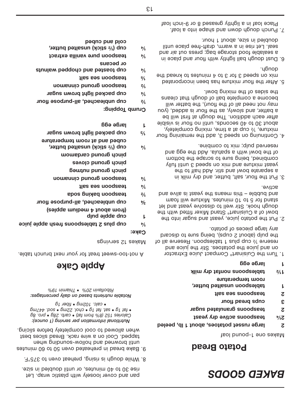 Baked goods, Potato bread, Apple cake | Cuisinart Compact Juice Extractor CJE-500 User Manual | Page 12 / 25