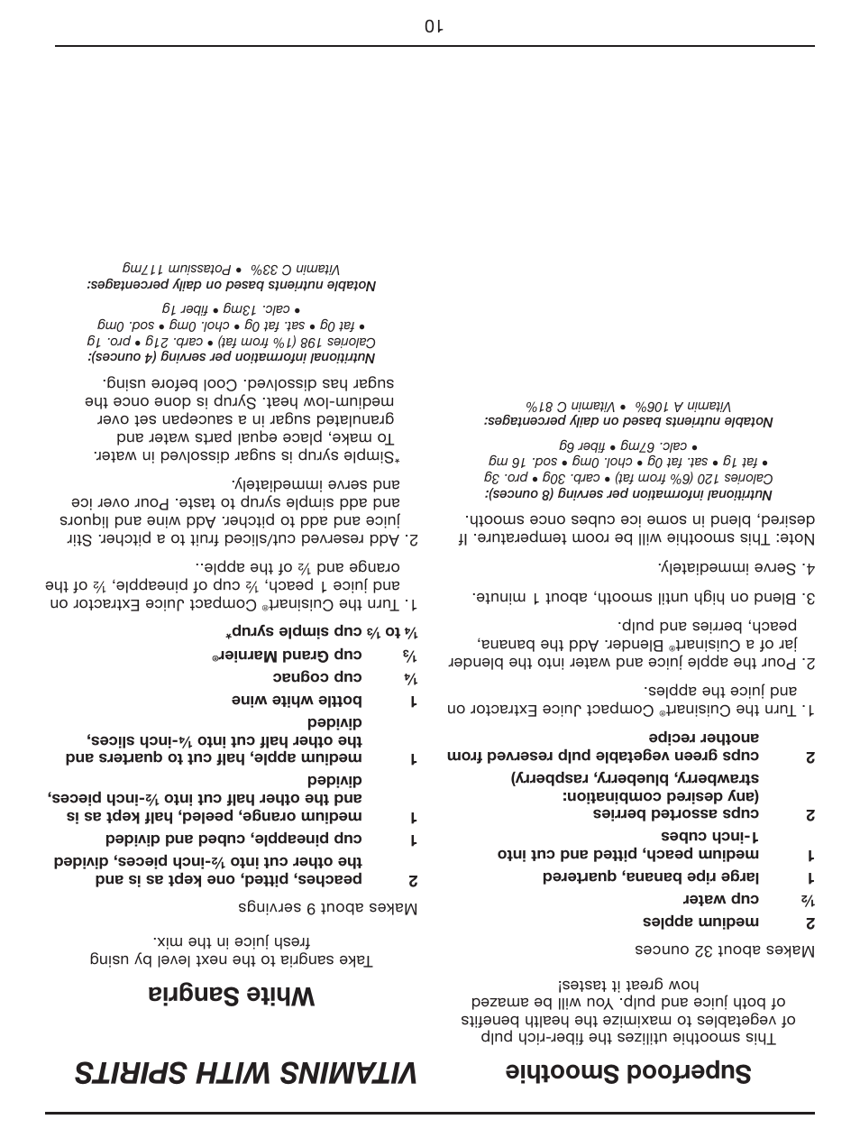 Vitamins with spirits, Superfood smoothie, White sangria | Cuisinart Compact Juice Extractor CJE-500 User Manual | Page 15 / 25