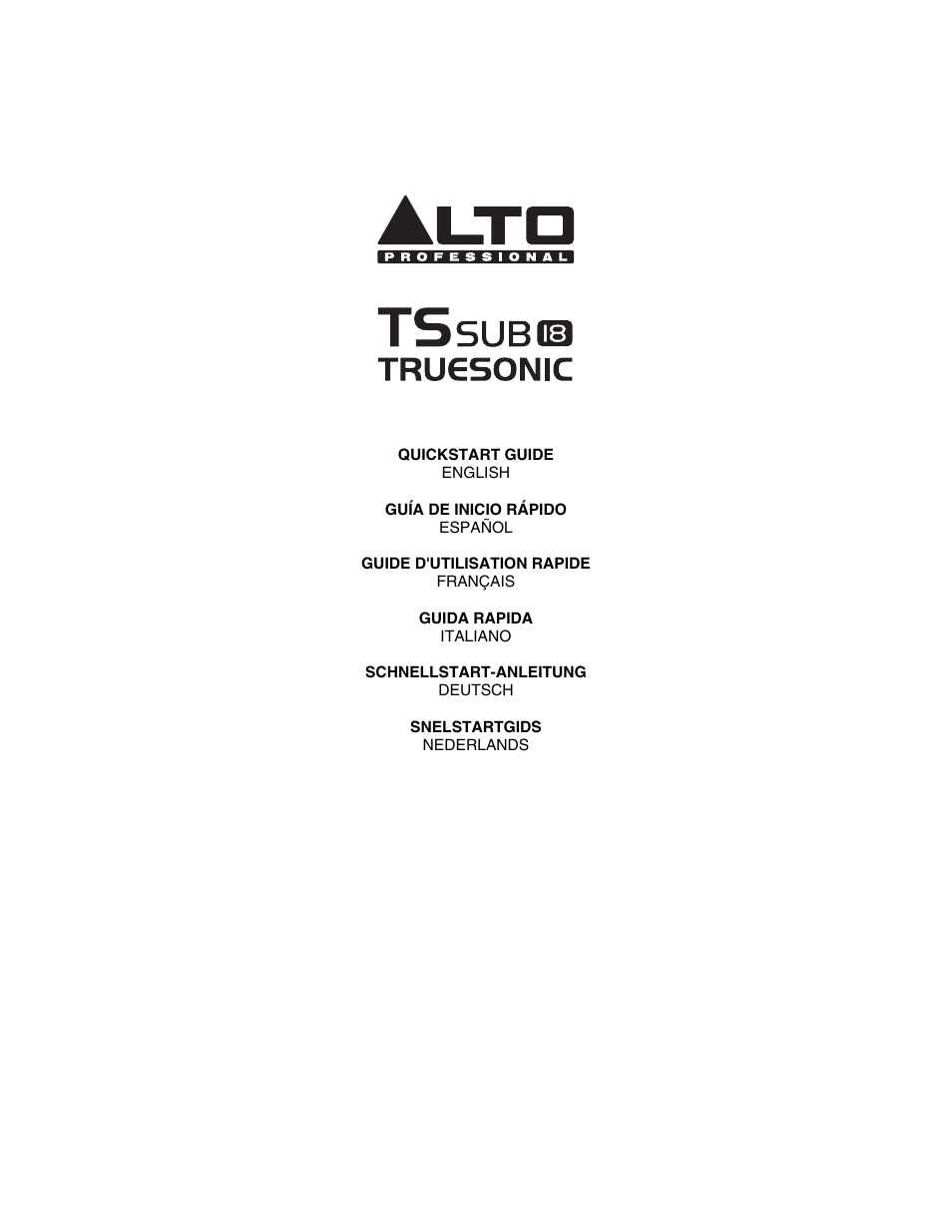 Alto Professional TSSUB18 User Manual | 8 pages