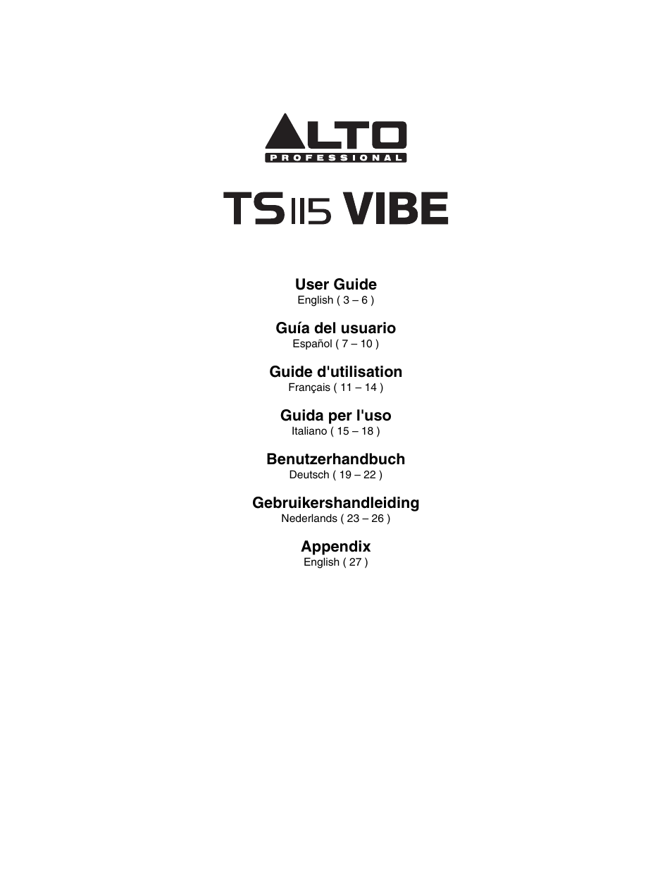 Alto Professional TS115 Vibe User Manual | 28 pages