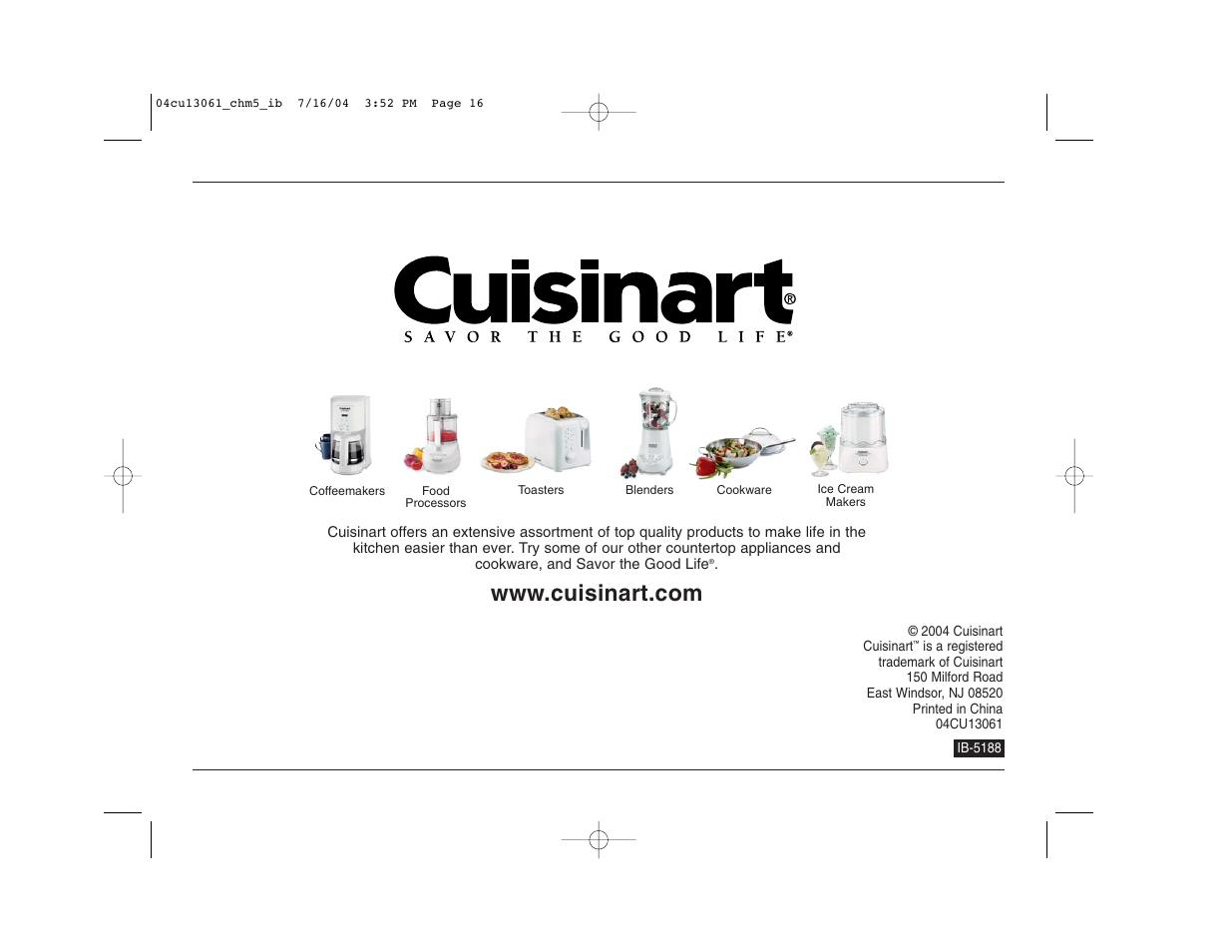 Cuisinart CHM-5 User Manual | Page 16 / 16