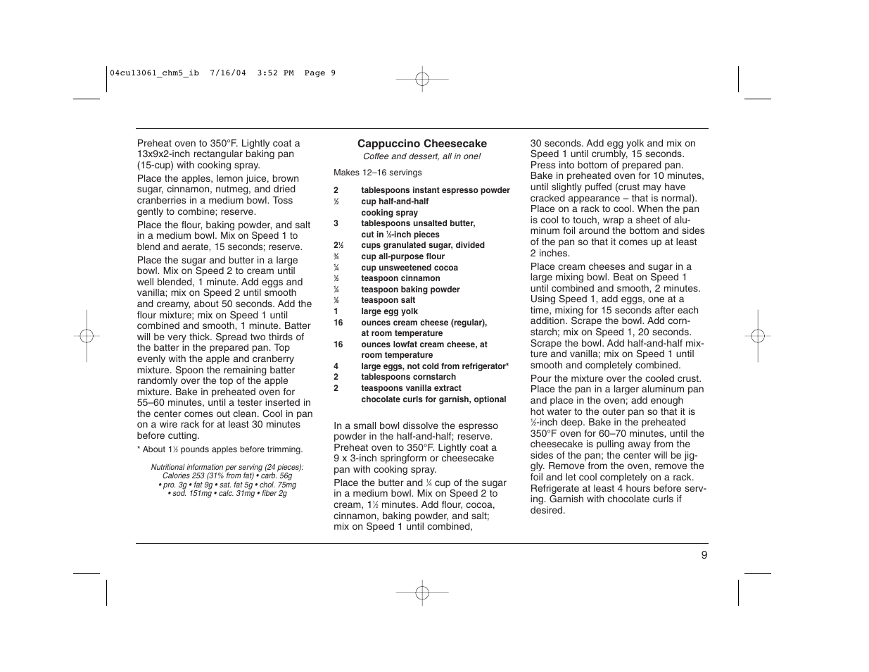 Cappuccino cheesecake | Cuisinart CHM-5 User Manual | Page 9 / 16