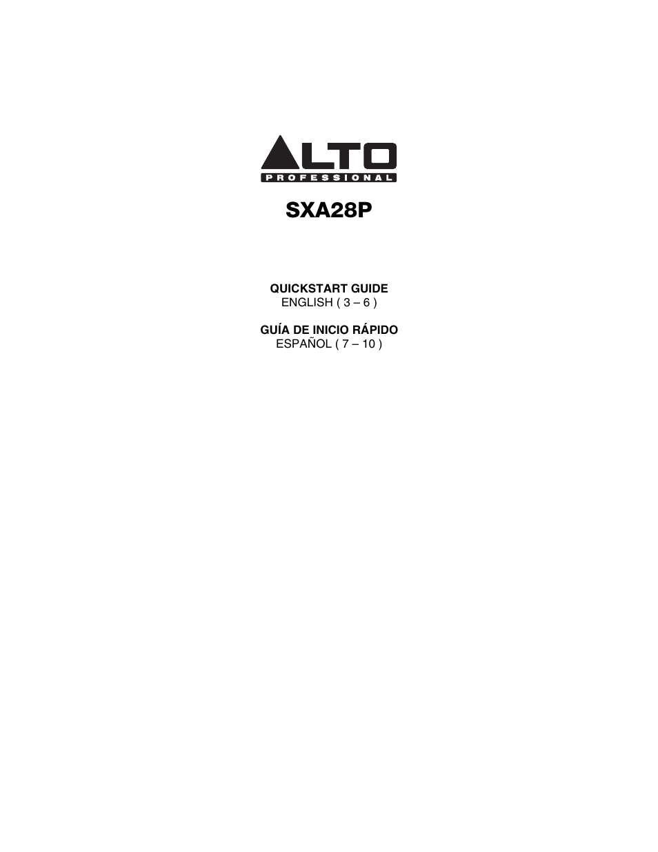 Alto Professional SXA28P User Manual | 12 pages