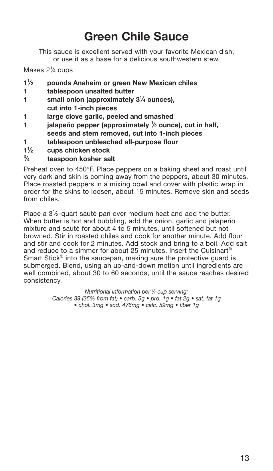 Green chile sauce | Cuisinart CSB-76 SERIES User Manual | Page 13 / 25