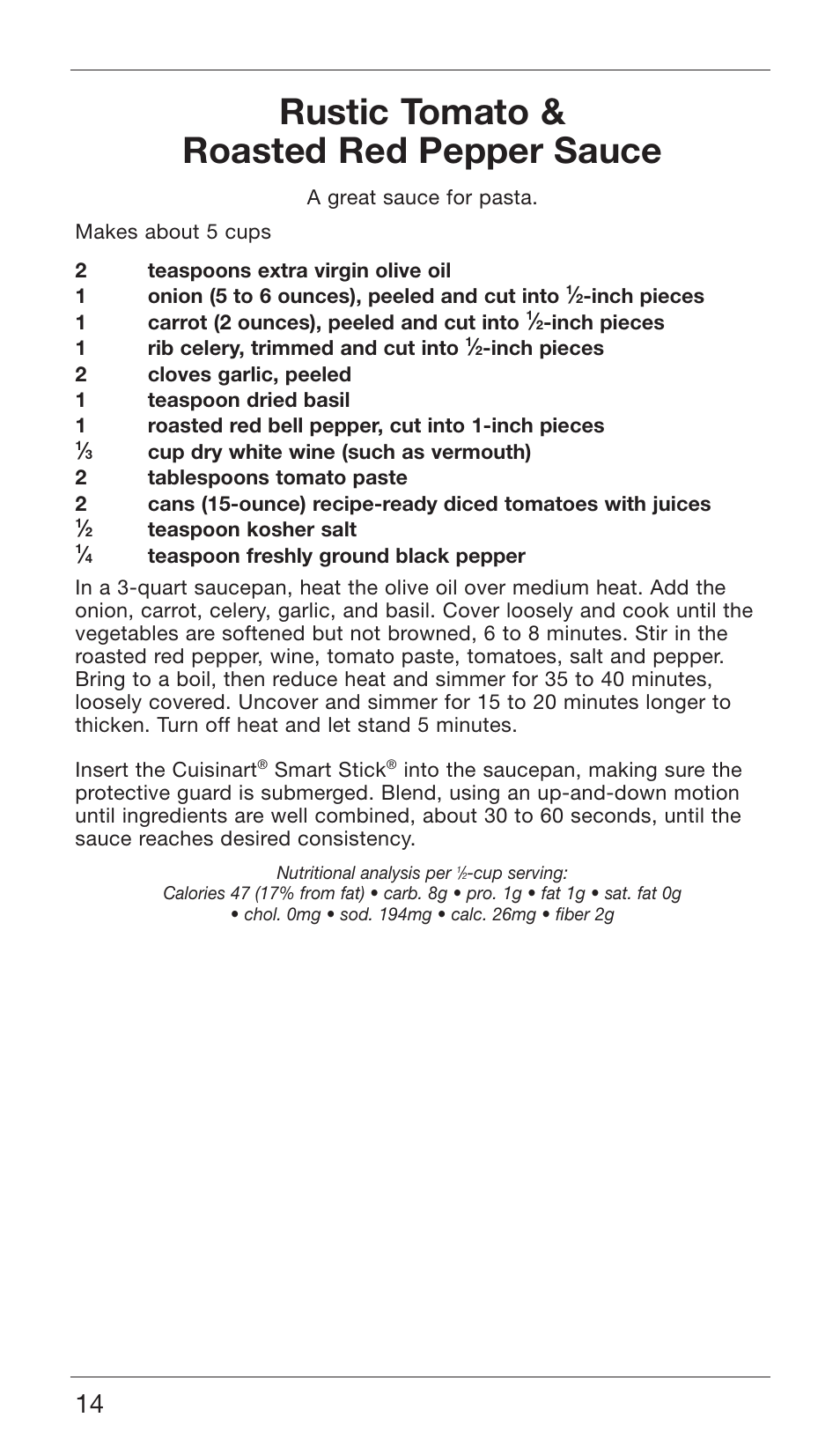 Rustic tomato & roasted red pepper sauce | Cuisinart CSB-76 SERIES User Manual | Page 14 / 25