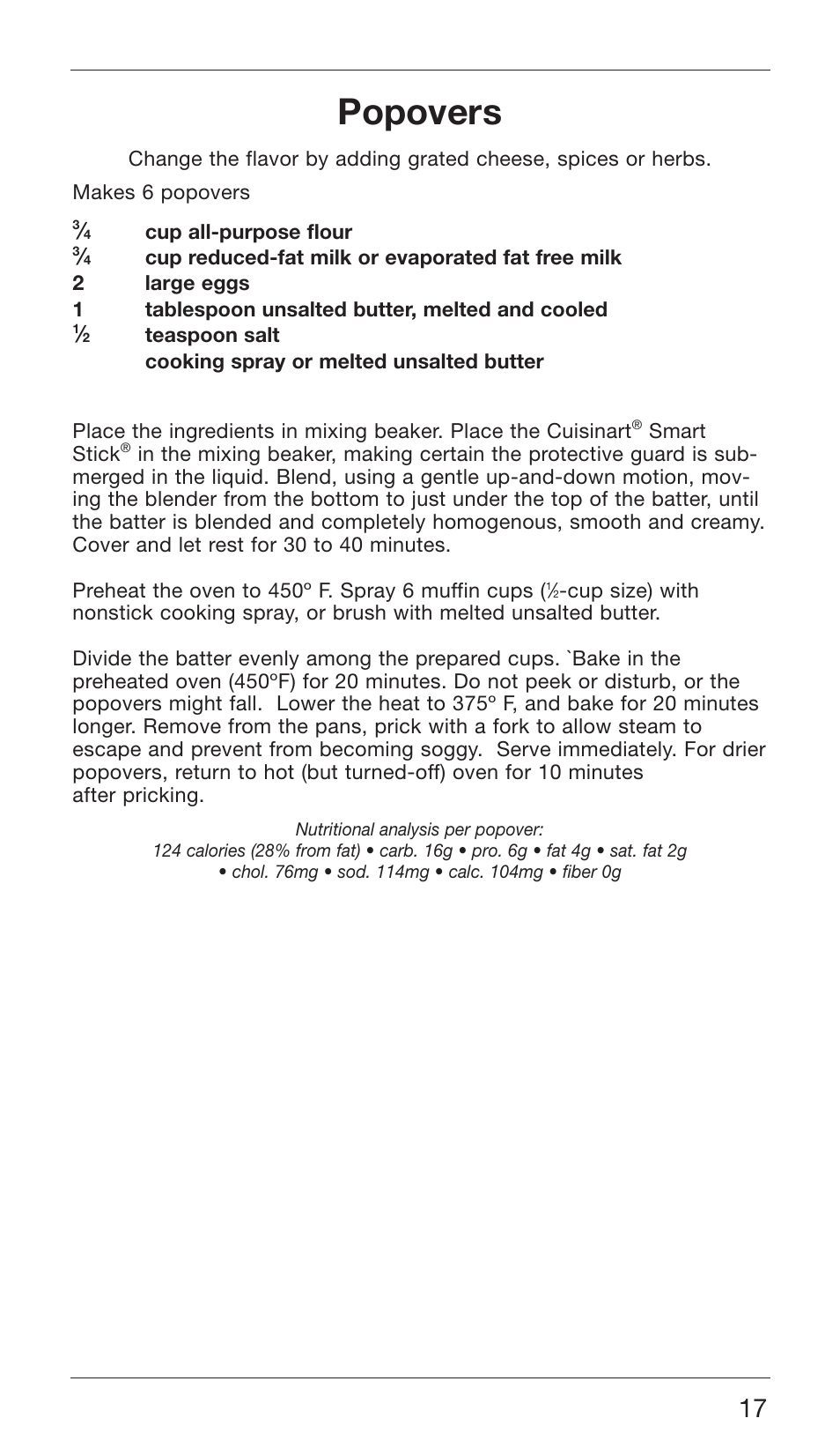 Popovers | Cuisinart CSB-76 SERIES User Manual | Page 17 / 25